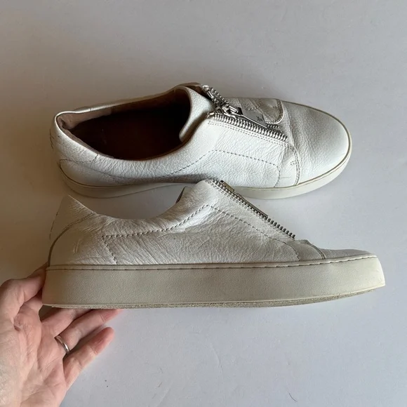 Frye Lena Zip low white sneakers women’s 8.5 - Picture 3 of 9
